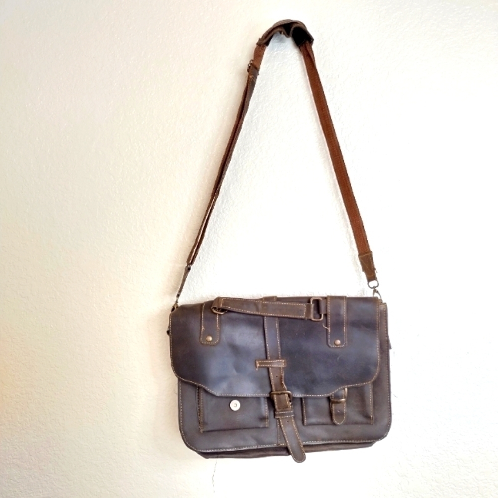 Mex Mates oiled Mexican leather men's messenger briefcase